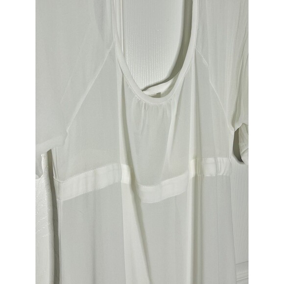 Womens Kimono Coverup 100% Sheer Polyester Size S/M White Tie Front - Picture 8 of 8
